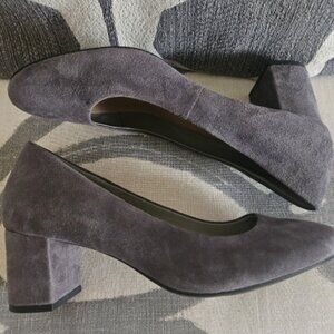 Aerosoles Eye Candy Women's Block Heels Pumps Size 9M Gray Suede Round Toe
